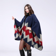 Winter warm übergroßen Umhang 50% Polyester Jacquard gewebt Polyester Poncho Cape Schal